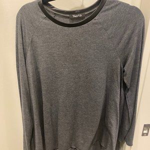 Theo & B Grey shirt with pleather accent